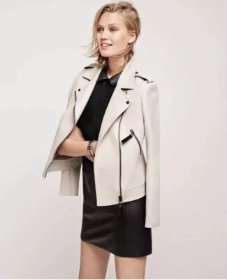 Chaqueta de moto Ann Taylor Petite para mujer color crema/blanco roto talla XSP nueva con etiquetas Foto 1 de 4