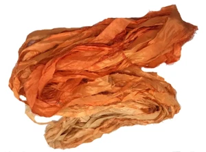 Recycled Sari Silk Ribbon - Orange Ombré - Sari Silk Ribbons - Silk Strips - Picture 1 of 6
