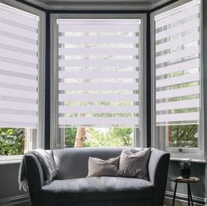LUCKUP Horizontal Window Shade Zebra Blind Curtain 41.3"W x 59"L White (2 PACK) - Picture 1 of 8