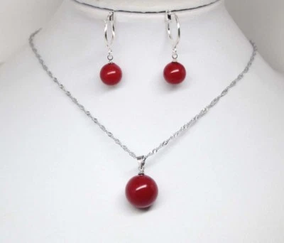 Encantador conjunto de aretes colgantes de perlas rojas del Mar del Sur de 10 mm 14 mm 17"" Foto 1 de 4