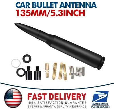 5.3" Black Bullet Antenna Mast+screws for 2001-2021 GMC Sierra 1500 accessories - Image 1 of 4