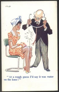 Water on the Knee - Doctor's Diagnosis.1930s Vintage Comic Postcard. Free p&p - Picture 1 of 1