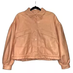 7 For All Mankind Faux Leather Perfect Peach Oversized Fall Jacket Size S NEW - Picture 1 of 9