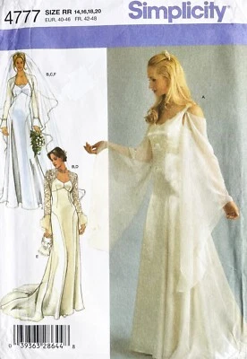 Simplicity Misses' Bridal Gown,Shrug,Bag  Pattern 4777 Size 14-20 UNCUT - Image 1 of 3