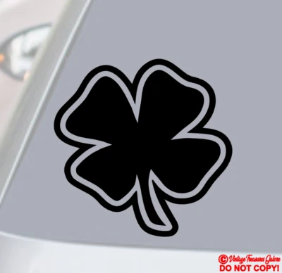 FOUR-LEAF CLOVER Vinyl Decal Sticker Window Bumper Lucky 4 Shamrock Symbol Irish - Image 1 of 3
