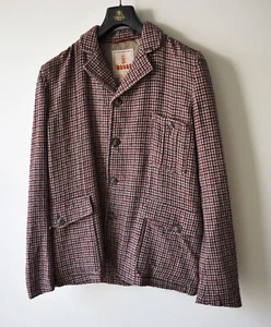 Baracuta Red Brown Wool Check Slack Sports Shooting Jacket SZ 42 Made in Italy - Picture 1 of 13