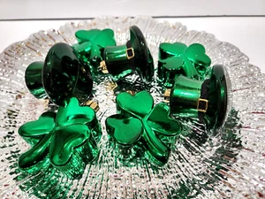 St Patrick's Day Green Shamrocks & Hat Ornaments Decorations Decor Set of 7 - Picture 1 of 4