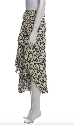 MAISON MAYLE $575 Crema + Negro Floral Seda Tali Pantalón Pierna Ancha Culotte/Skort, 4 Foto 1 de 4