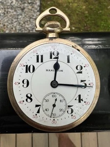 Vintage 1923 Hamilton Pocket Watch Grade 992 16S RARE BALL MODEL 10k Case - Picture 1 of 4
