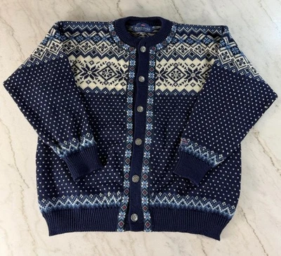De colección NORDSTRIKK Noruega Lana Nórdica Cierre de Metal Cárdigan Suéter GRANDE Fair Isle Foto 1 de 4