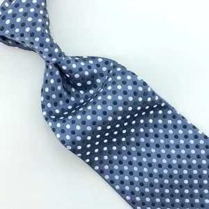 Corbata Charvet Francia Gris Azul Marino Plata Micro Lunares Tejida Lujo Seda L3 Estrecha - Imagen 1 de 8