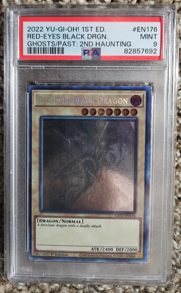 2022 Yugioh Red-Eyes Black Dragon GFP2-EN176 - 1st Ed - Ghost Rare PSA 9 - Image 1 of 3