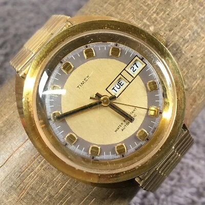 Reloj Timex Viscount Hombre 468603373 Oro Expansión Automático 38mm 6 1/2" De Colección Foto 1 de 4