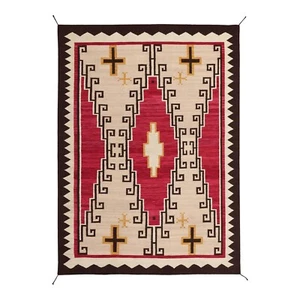 Red Navajo Wool Kilim Rug Native American Art style Southwest area Rug Size 9x12 - Picture 1 of 6