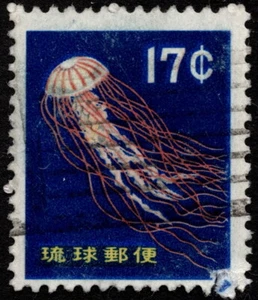 Ryukyu Islands - 1960 - 17 Cents Redrawn Jellyfish Definitive Issue # 80 F-VF - Picture 1 of 1