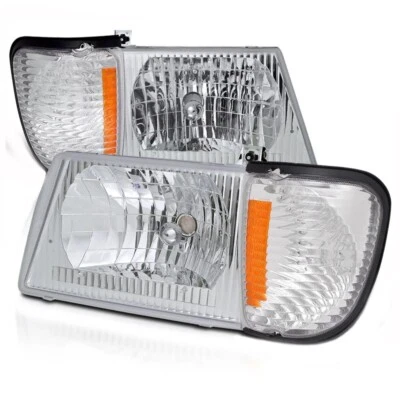 Faro faro furgoneta Ford Econoline 92-04 + lente cristal carcasa cromada esquina Foto 1 de 3