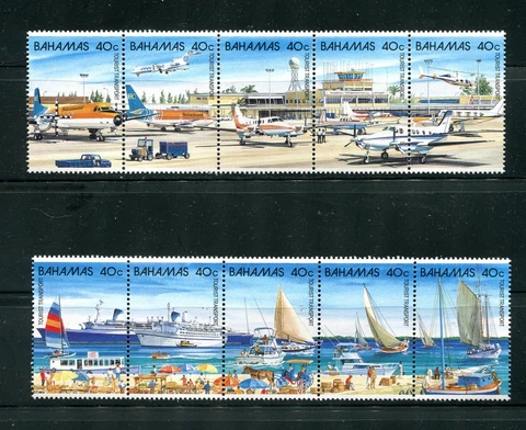 Bahamas 634 - 635 Tourist Transportation Stamp Strips MNH 1987 Cover