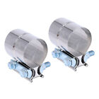 2pcs Stainless Lap Joint Exhaust Clamp Sleeve Band For 2.5" 2 1/2" OD Pipe