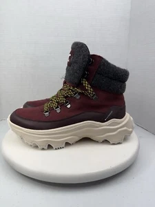 SOREL Kinetic Breakthru Conquest Womens Waterproof Wine Red Boots Sz 9 Hiking - Picture 1 of 11