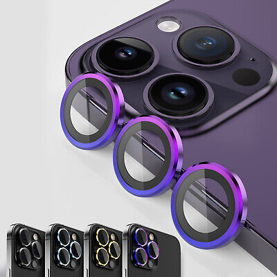 For IPhone 14 13 Pro Max Metal Ring Tempered Glass Camera Lens Protector Cover • 7.95$