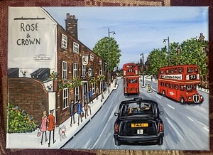 Original painting by South London Artist Dan, George & the lady in pink , wimble - Picture 1 of 2