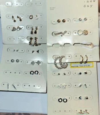 24 Pairs A New Day Nickel Free Post Earrings (one pair are cuff earrings) New - Image 1 of 4