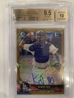 2018 BOWMAN CHROME KEIBERT RUIZ /50 AUTO BGS 9.5/10!  GOLD SHIMMER REFRACTOR - Image 1 of 2