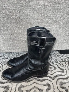 BOTAS WESTERN JUSTIN USA J90096 negras lisas avestruz ROPER para hombre talla 9,5 EE - Imagen 1 de 12