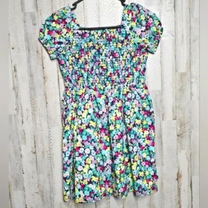 GAP Floral Puff Sleeve Dress Size 7 / 8 Smocked 100% Cotton - Picture 1 of 8