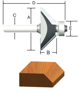 Vermont American 5/8in. D X 1-3/8in. R X 2in. L Tipped Chamfer Router Bit - Picture 1 of 2