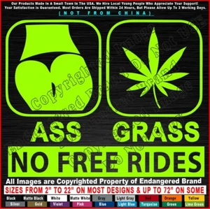 - No Free Rides Ass Grass Funny JDM Window Auto Car Truck Sticker Decal - Picture 1 of 12