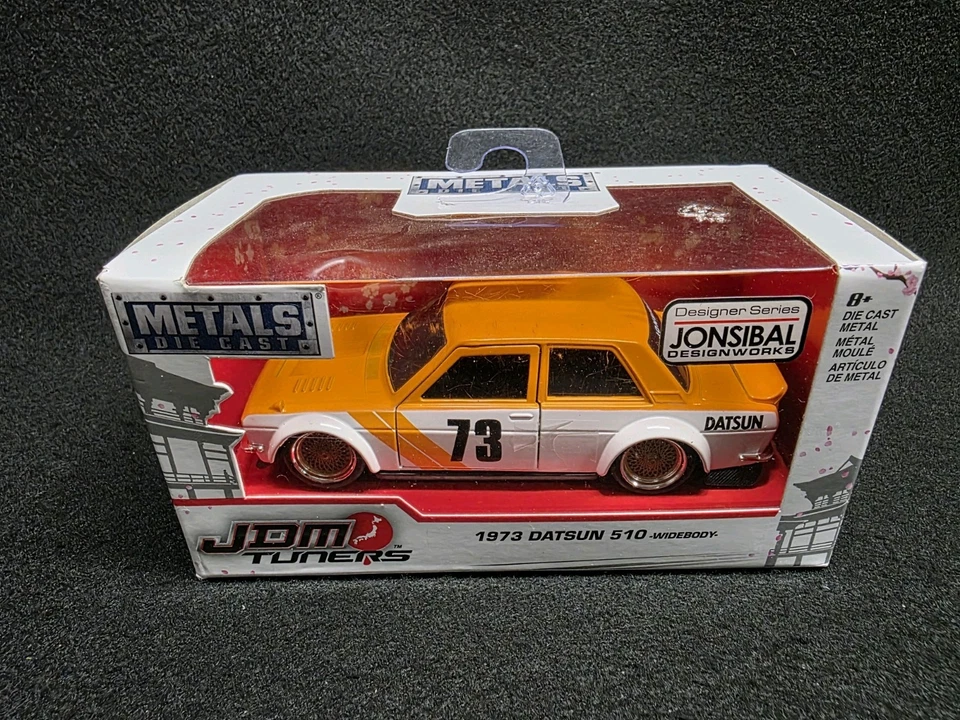 2017 Jada Metals Die Cast JDM Tuners 1973 Datsun 510 Red and White 1 32