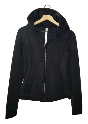 Chaqueta Lululemon Stopover NEGRA Cremallera Completa Elastizada Sudadera con Capucha Agujeros para el Pulgar Talla 8 Foto 1 de 4