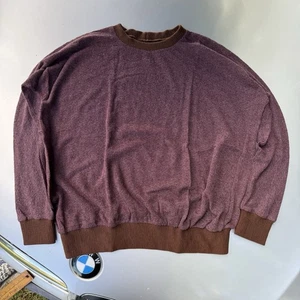 80er Jahre Burgunderrot mit braunem lockerem Strick Mohair Typ Curt Cobain Pullover Herren L  - Bild 1 von 9