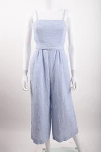 J. Crew Womans Linen Jumpsuit Size 2 Blue White Striped Spaghetti Straps G5964 - Picture 1 of 6