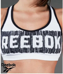 Reebok Womens Sports Bra White Top Large Classics Vector Low Impact Crop top - Picture 1 of 1