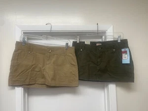 NEW (2) Mossimo Corduroy Mini Skirts Tan Green Juniors Sz 7 - Picture 1 of 4