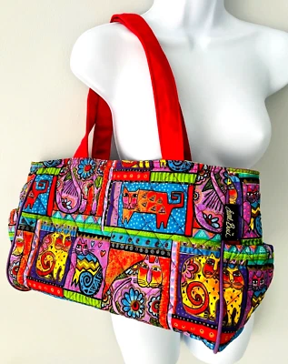 Laurel Burch Sun N Sand 女式钱包托特包猫棉多瓶口袋 — 第 1/4 张图片