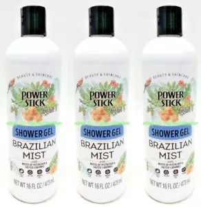 3 PACKS Power stick Shower Gel, Brazilian Mist, 16FL OZ - Picture 1 of 10
