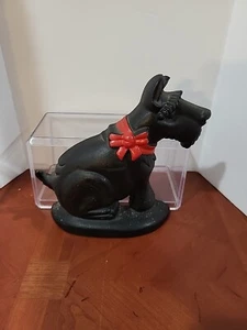 Statua cane Scotty Scottish Terrier in ghisa nera vintage fermaporta fine libro - Foto 1 di 6