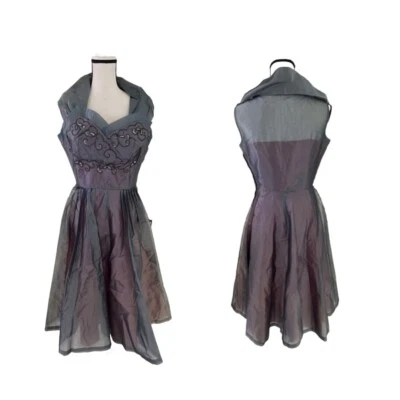 True Vintage 1950s Fit n Flare Halter Dress Full Swing Rockabilly. Size XS/S - Image 1 of 4