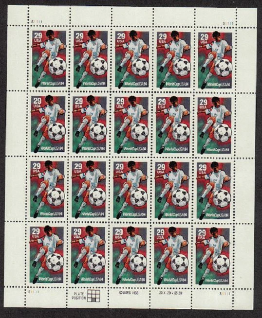 Scott #2834 ...29 Cent...World Cup Soccer...Sheet of 20 - Image 1 of 1