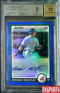 2010 MICHAEL BRANTLEY ROOKIE AUTOGRAPH BLUE REF. BOWMAN CHROME #217A BGS 9 / 10 - Picture 1 of 2