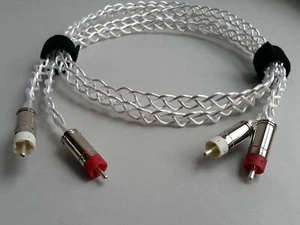 1Pair OCC Silver RCA Audio Cable interconnect wire hifi - Picture 1 of 2