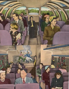 PR VINTAGE 1938 PCs BLUE BIRD TRAIN WABASH DOME STREAMLINER COACH INTERIORS MINT - Picture 1 of 3