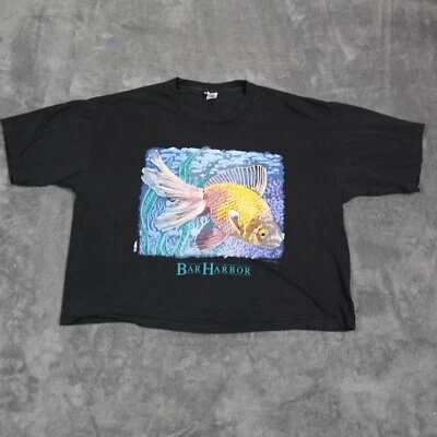 Camisa vintage Bar Harbor Yesterday talla única negra con estampado de peces dorados grandes Foto 1 de 4