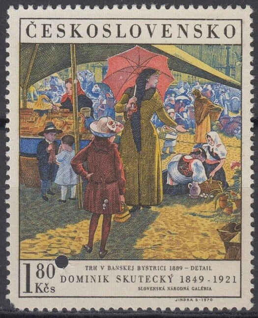Specimen, Czechoslovakia Sc1714 Painting, Market, Dominik Skutecky, MNG - Image 1 of 1
