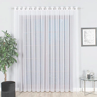 Store Gardine mit Ösen Voile Qualität Weiß Bleiband Ösen Silber Matt NACH MAß - Bild 1 von 4