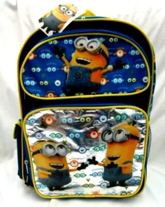 Despicable Me Minion Eyes Allover 16" Backpack Two Zipper Closure Compartments - Picture 1 of 1