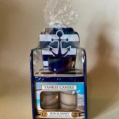 Yankee Candle Silla de Playa Soporte de Luz de Té y 12 Velas Perfumadas de Sol y Arena *Leer Foto 1 de 4
